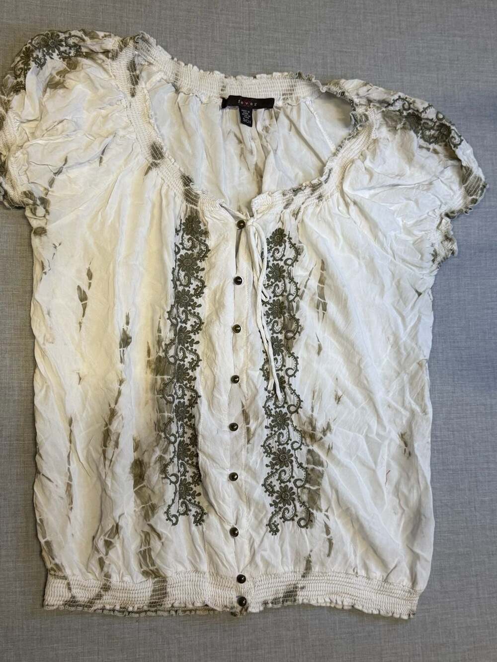 Fever Embroidered Boho Peasant Blouse Size Small - Picture 1 of 4
